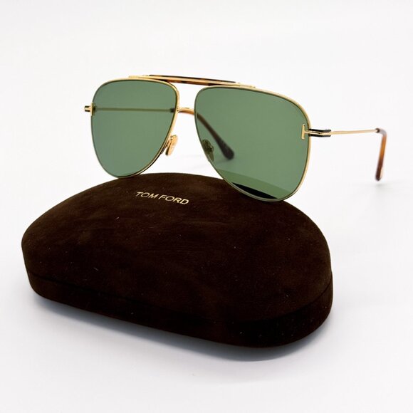 NEW TOM FORD BRADY TF1018 30N GOLD/GREEN FT1018/S 30N UNISEX SUNGLASSES TOM FORD - Picture 2 of 10